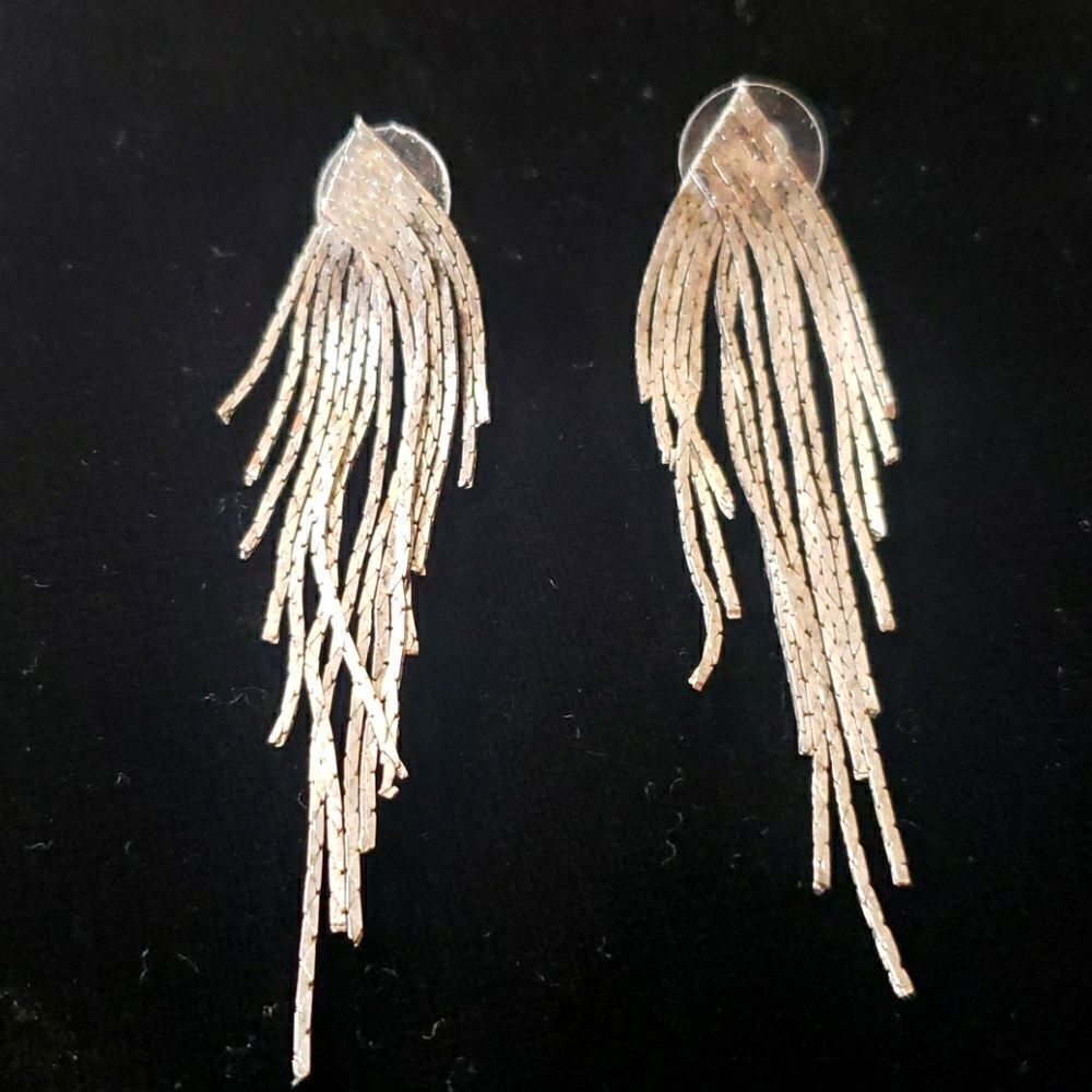 Dazzling Silvertone Dangling Fringe Earrings